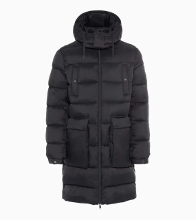 PORSCHE DESIGN Lightweight parka Bunda prošívaná odlehčená delšího střihu s kapucí černá
