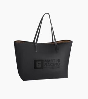 PORSCHE Shopper MARTINI RACING® Taška nákupní s kapsami na zip a koženými detaily černá