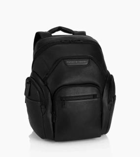 PORSCHE DESIGN Roadster Leather Backpack L Batoh kožený do města s přihrádkou na notebook 15.5" s organizérem a kapsami na zip černý