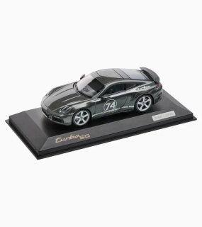 PORSCHE 911 Turbo S with Heritage Design Package (992) Limited Edition Model 1:43 startovní číslo 74 tmavě zelená metalíza