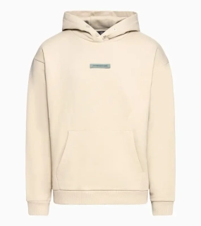 PORSCHE Unisex Urban hoodie Cayenne Electric Lifestyle Mikina klokanka s nášivkou a grafikou na zádech béžová