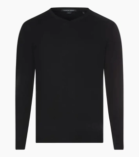 PORSCHE DESIGN Long-sleeve V-neck Shirt Tričko s dlouhým rukávem s výstřihem do V mírně elastické černá