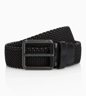 PORSCHE DESIGN Casual Pin Buckle Chino Belt Pásek tkaný dvoubarevný se sponou černý šířka 4 cm