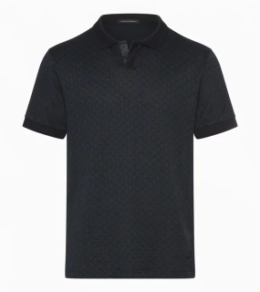 PORSCHE DESIGN Seasonal Polo T-shirt Tričko s límečkem žakárové bavlněné se speciální légou černé se vzorem