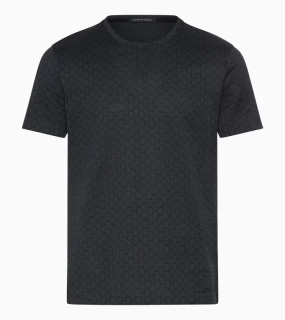 PORSCHE DESIGN Seasonal T-shirt Tričko s kulatým výstřihem žakárové bavlněné černé