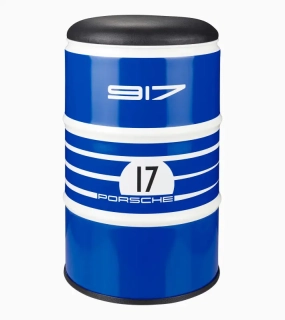 PORSCHE Barrel Seat Racing No.17 Sedák barová stolička barel v modré barvě sportovního vozu s číslem 17