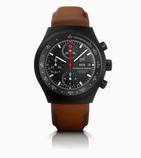Porsche Design Chronograph 1 – All Black Numbered Edition hodinky s hnědým řemínkem