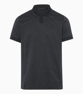 PORSCHE DESIGN Seasonal Polo T-shirt Tričko s límečkem žakárové bavlněné se speciální légou se vzorem pepita šedočerná
