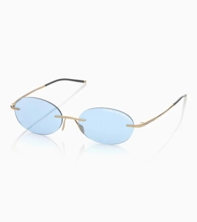 PORSCHE DESIGN P´86017 Sunglasses Liquid Titanium #7 Sluneční brýle bezrámečkové uni v barvě zlaté se světle modrými skly