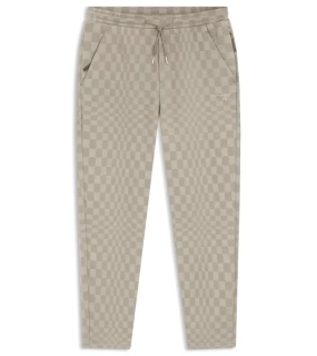 PORSCHE DESIGN Tracksuit Bottoms with Pascha Pattern Porsche x BOSS Kalhoty volnočasové sportovní se žakárovým vzorem šachovnice v béžové