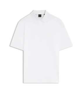 PORSCHE DESIGN Polo Shirt with gloss branding Porsche x BOSS Polokošile tričko s límečkem a knoflíčky s reliéfní grafikou bílá
