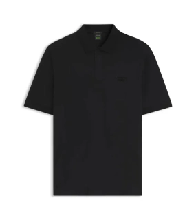 PORSCHE DESIGN Polo Shirt with gloss branding Porsche x BOSS  Polokošile tričko s límečkem a knoflíčky s reliéfní grafikou černá
