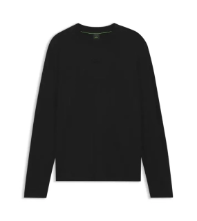 PORSCHE DESIGN Long-sleeved T-shirt with gloss logo Porsche x BOSS Tričko s dlouhým rukávem sportovně laděné s výstřihem ke krku černé s grafikou