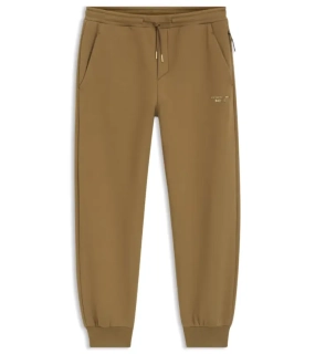 PORSCHE DESIGN Stretch-Jersey Tracksuit Bottoms with logo Porsche x BOSS  Kalhoty volnočasové sportovní mírně strečové s náplety v hnědé camelce