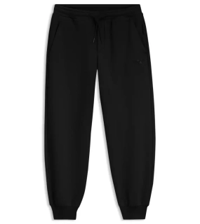 PORSCHE DESIGN Stretch-Jersey Tracksuit Bottoms with logo Porsche x BOSS Kalhoty volnočasové sportovní mírně strečové s náplety v černé