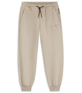 PORSCHE DESIGN Stretch-Jersey Tracksuit Bottoms with logo Porsche x BOSS  Kalhoty volnočasové sportovní mírně strečové s náplety v béžové