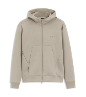 PORSCHE DESIGN Relaxed-fit zip-up Hoodie with logo Porsche x BOSS Mikina klokanka rozepínací s reliéfním logem v béžové