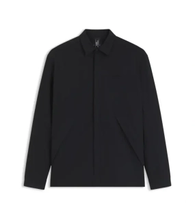 PORSCHE DESIGN Relaxed-fit overshirt with light padding Porsche x BOSS Bundokošile s lehkým zateplením s reliéfním logem černá