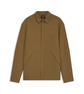 PORSCHE DESIGN Relaxed-fit overshirt with light padding Porsche x BOSS Bundokošile s lehkým zateplením s reliéfním logem hnědá camelka