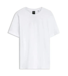 PORSCHE DESIGN Mercerised-cotton T-shirt with gloss logo Porsche x BOSS Tričko z mercerované bavlny s potiskem na zádech a reliéfním logem bílá