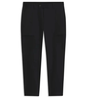 PORSCHE DESIGN Regular-fit Trousers in stretch fabric Porsche x BOSS  Kalhoty neformální i volnočasové s reliéfním logem mírně strečové černé