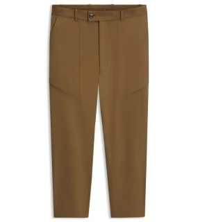 PORSCHE DESIGN Regular-fit Trousers in stretch fabric Porsche x BOSS  Kalhoty neformální i volnočasové s reliéfním logem mírně strečové hnědé camelka