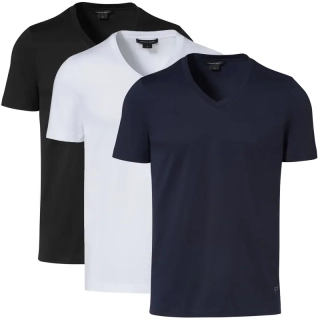 PORSCHE DESIGN V-neck T-shirt Tričko bavlněné s výstřihem do V černá, bílá, námořní modrá